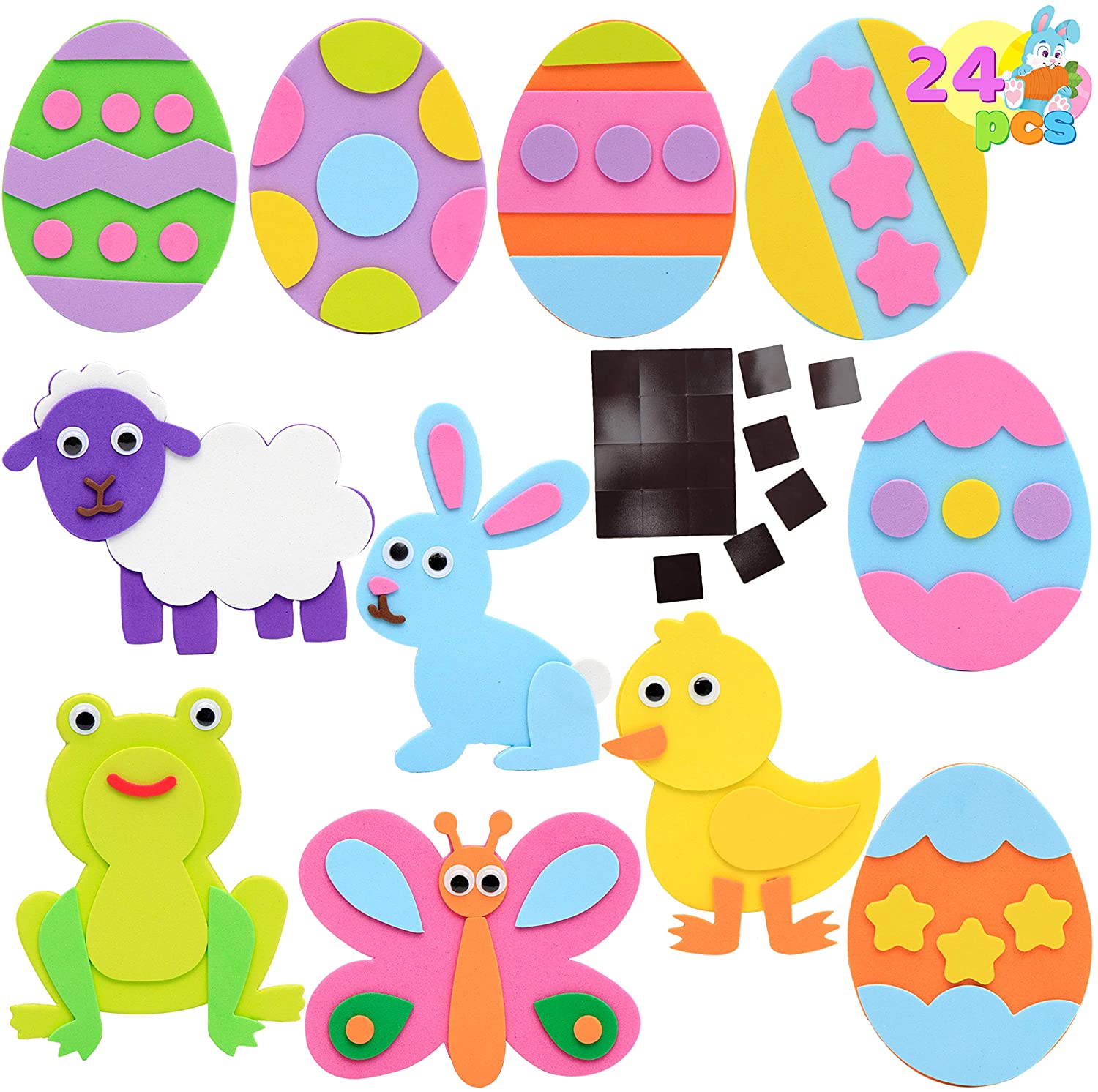 joyin-24-pcs-foam-easter-animals-and-egg-magnet-craft-kit-bricolage-pour-les-enfants-et-activites-amusantes-a-la-maison